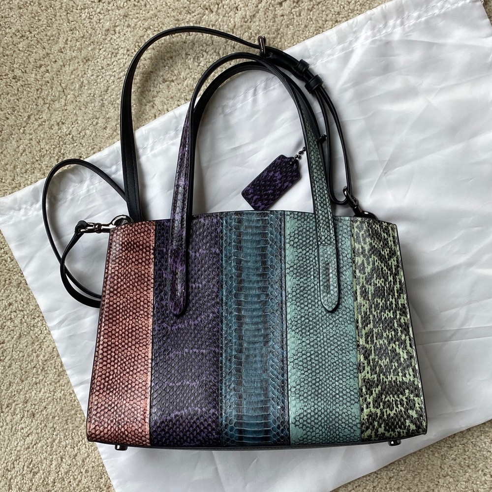 COACH Multicolor Python-Print Satchel in Green Te… - image 3